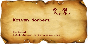Kotvan Norbert névjegykártya